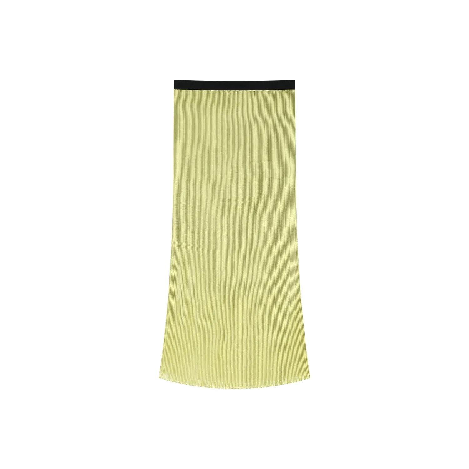 Glamorous and vibrant lime green pleated midi skirt