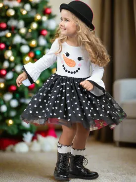 Happy Snowman Polka Dot Tutu Dress