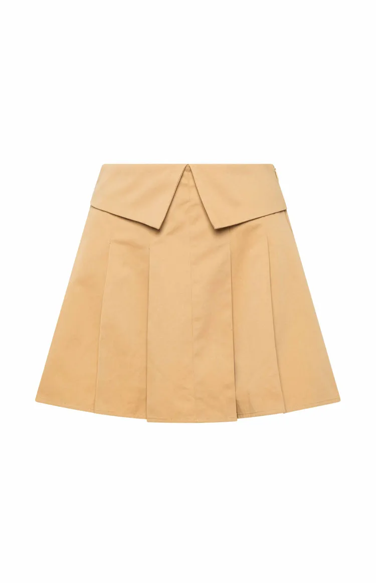 Haylen Tan Pleated Mini Skirt