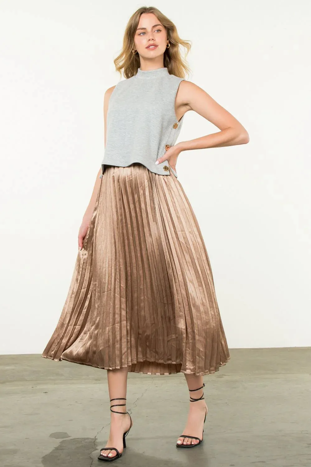 Heather Grey Pleated Skirt Dress