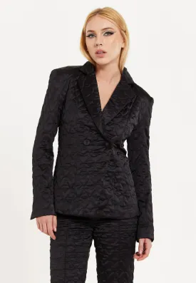 House Of Holland Heart Quilted Blazer in Black