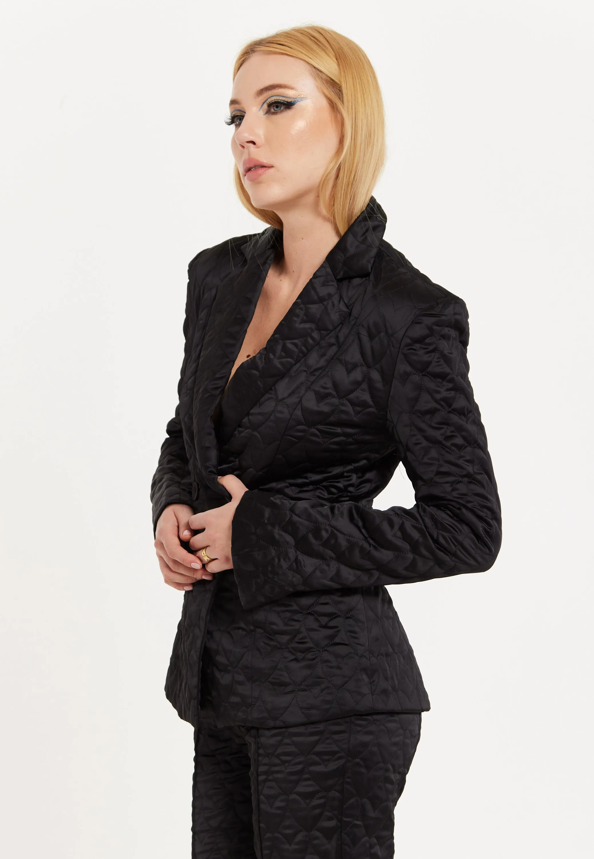 House Of Holland Heart Quilted Blazer in Black