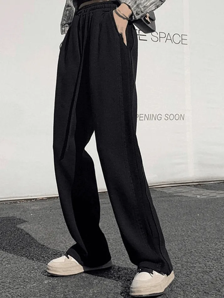 Joskaa Ankle Slit Patchwork Baggy Sweatpants