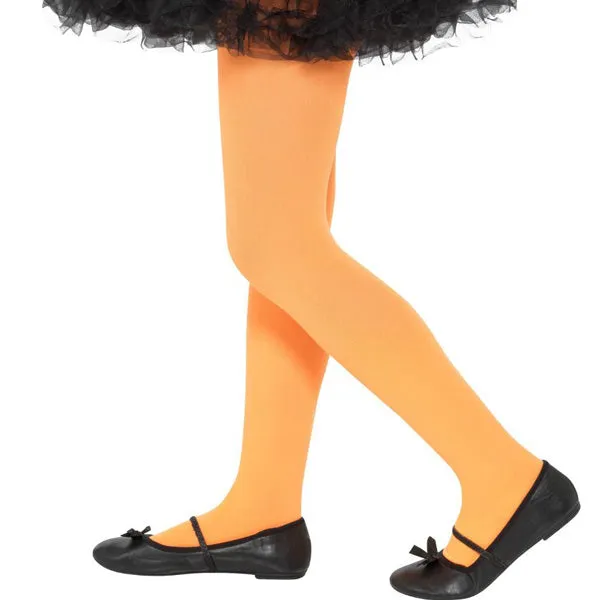 Kids Orange Opaque Tights