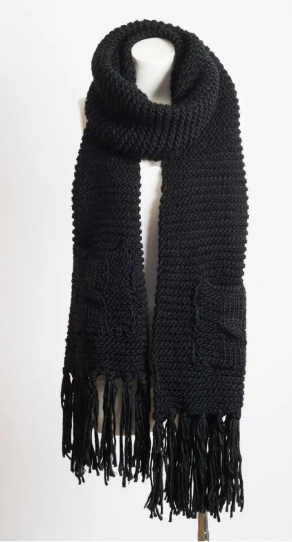 Kolby Knitted Pocket Scarf - Black