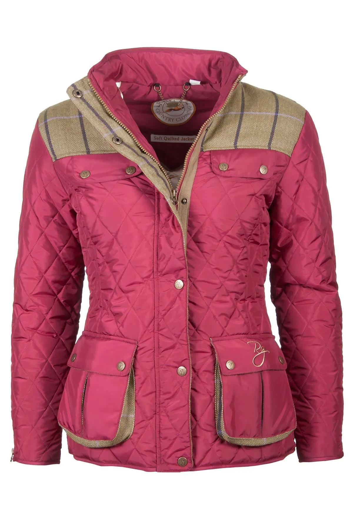 Ladies Tweed Trim Quilted Biker Babe Jacket