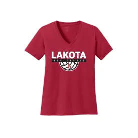 Lakota Sports Organization Volleyball 2021 - Ladies V-Neck Tee (Red)