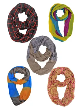 Lightweight Mixed Style Scarf Collection 5-Pack Bundle