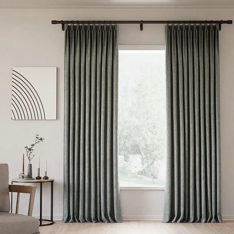 Lille Blackout Linen Curtains Natural Modern Custom Drapes Beige White | Pleated