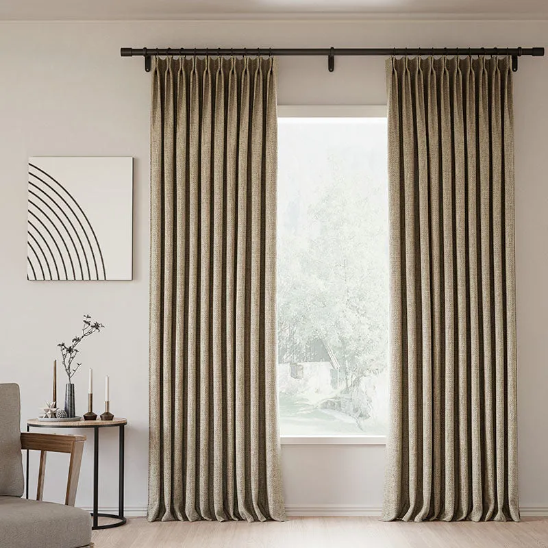 Lille Blackout Linen Curtains Natural Modern Custom Drapes Beige White | Pleated