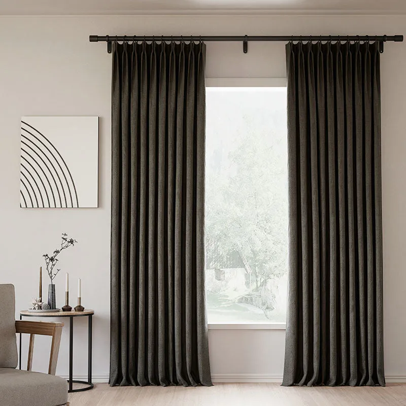 Lille Blackout Linen Curtains Natural Modern Custom Drapes Beige White | Pleated