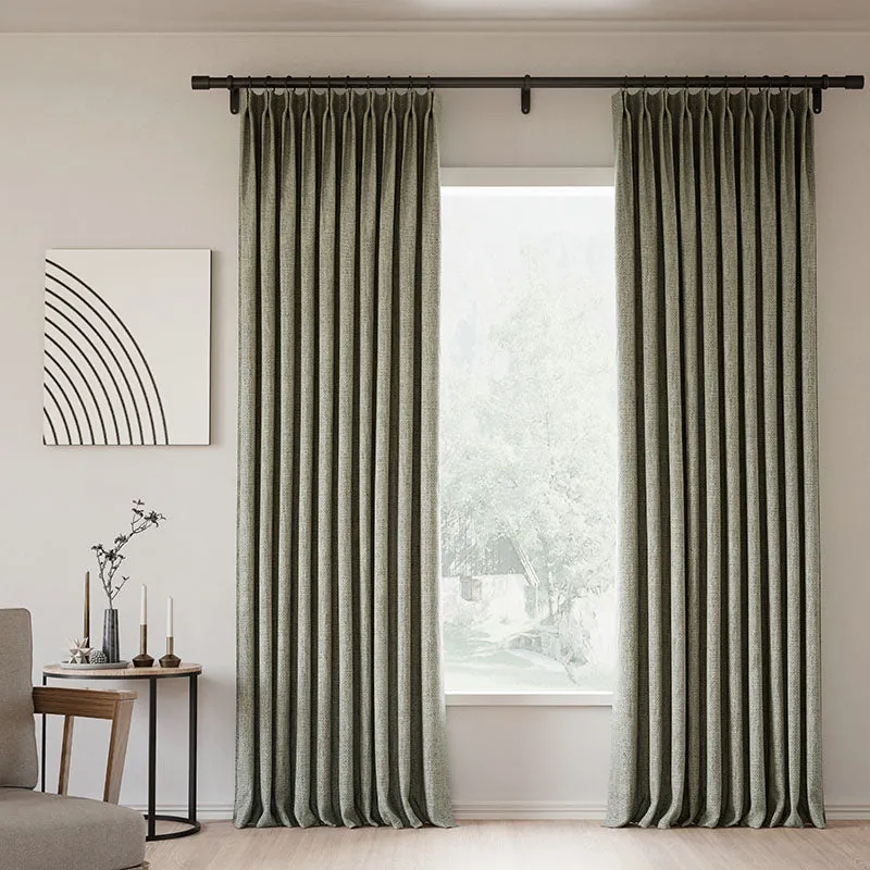 Lille Blackout Linen Curtains Natural Modern Custom Drapes Beige White | Pleated