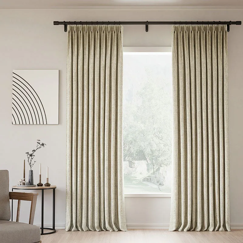 Lille Blackout Linen Curtains Natural Modern Custom Drapes Beige White | Pleated