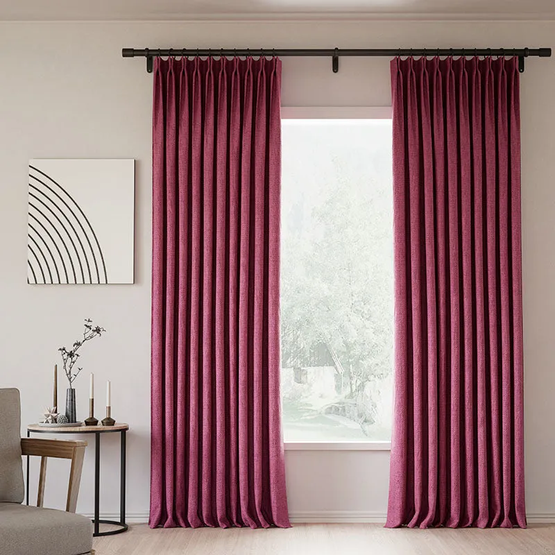 Lille Blackout Linen Curtains Natural Modern Custom Drapes Beige White | Pleated