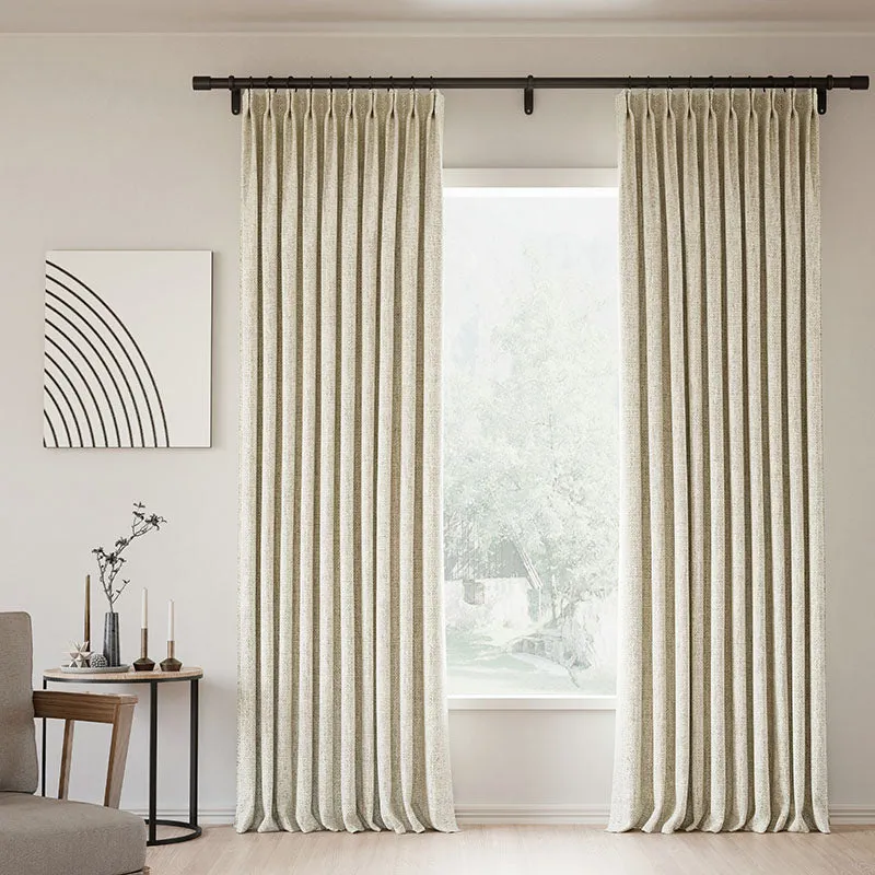 Lille Blackout Linen Curtains Natural Modern Custom Drapes Beige White | Pleated