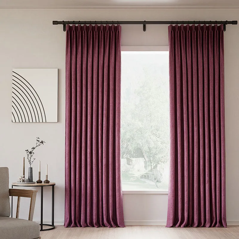 Lille Blackout Linen Curtains Natural Modern Custom Drapes Beige White | Pleated