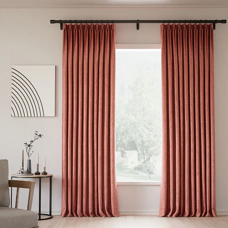 Lille Blackout Linen Curtains Natural Modern Custom Drapes Beige White | Pleated