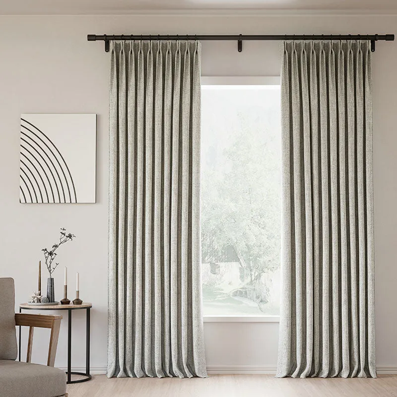 Lille Blackout Linen Curtains Natural Modern Custom Drapes Beige White | Pleated