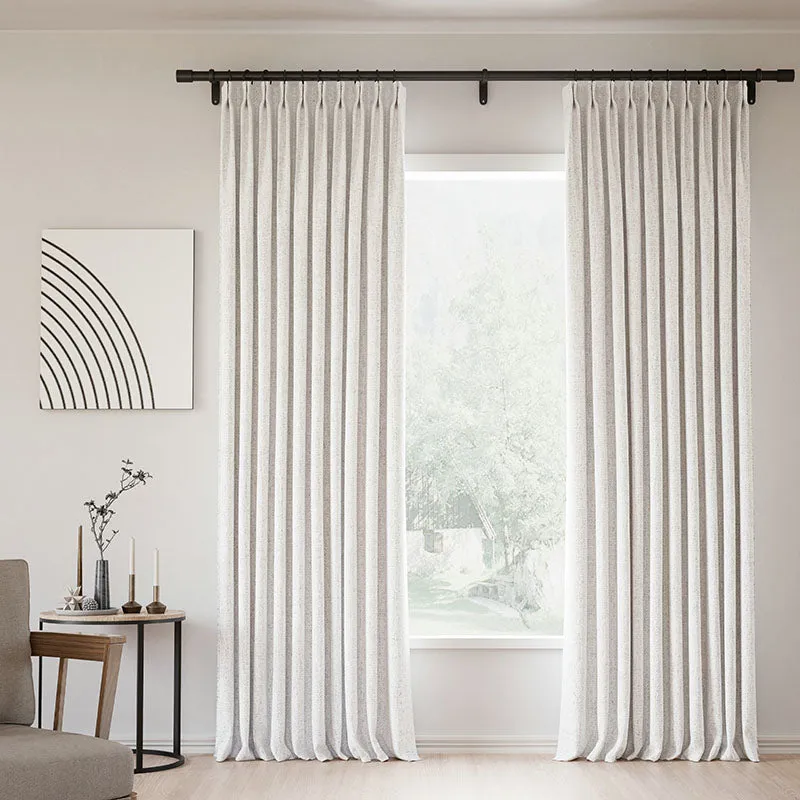 Lille Blackout Linen Curtains Natural Modern Custom Drapes Beige White | Pleated