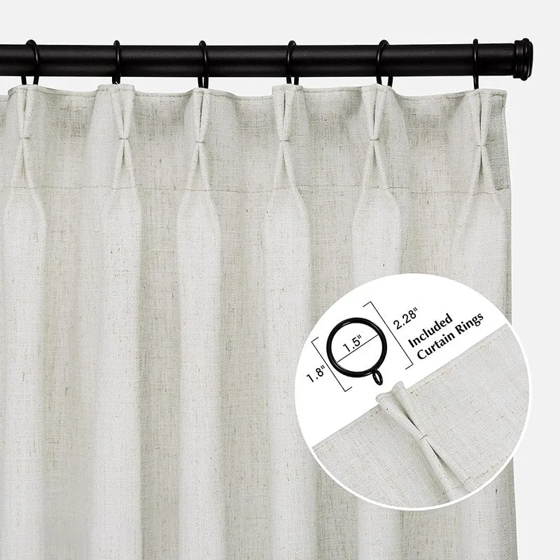 Lille Blackout Linen Curtains Natural Modern Custom Drapes Beige White | Pleated