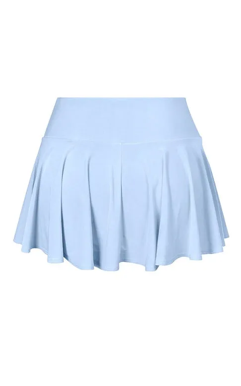 Low-Rise Pleated Mini Tennis Skirt - Light Blue