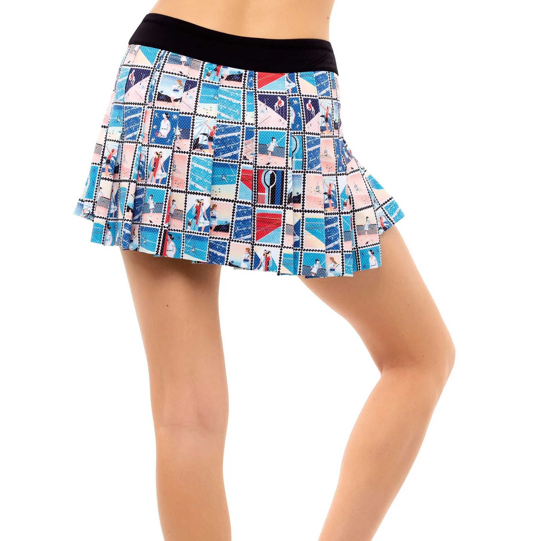 Lucky in Love Poster Girl Pleated Turquoise Womens Tennis Skirt