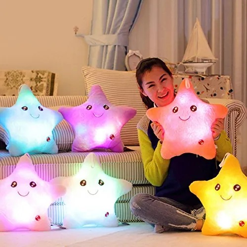 Luminous Star Pillow LED Plush Night Light Toy for Kids