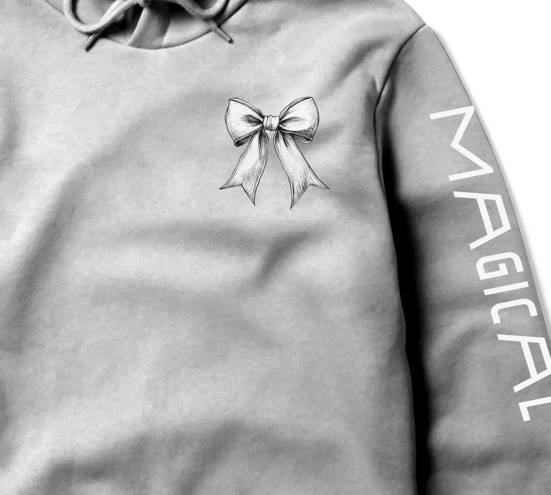 Magical Bow Hoodie – A Touch of Silver Elegance