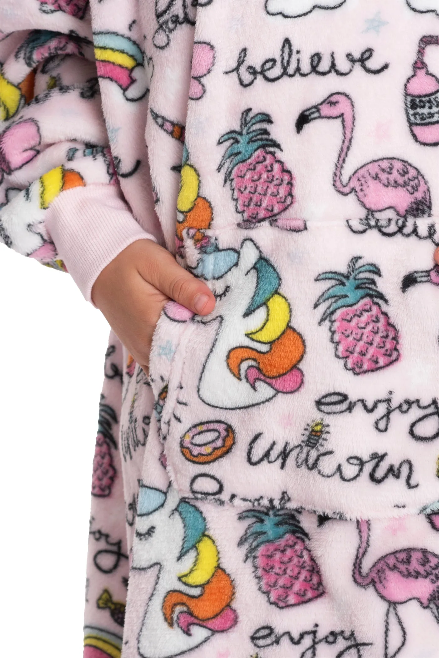 Magical Comfort Cloak: Fleece Unicorn Blanket Hoodie - Plush Embrace for Little Dreamers