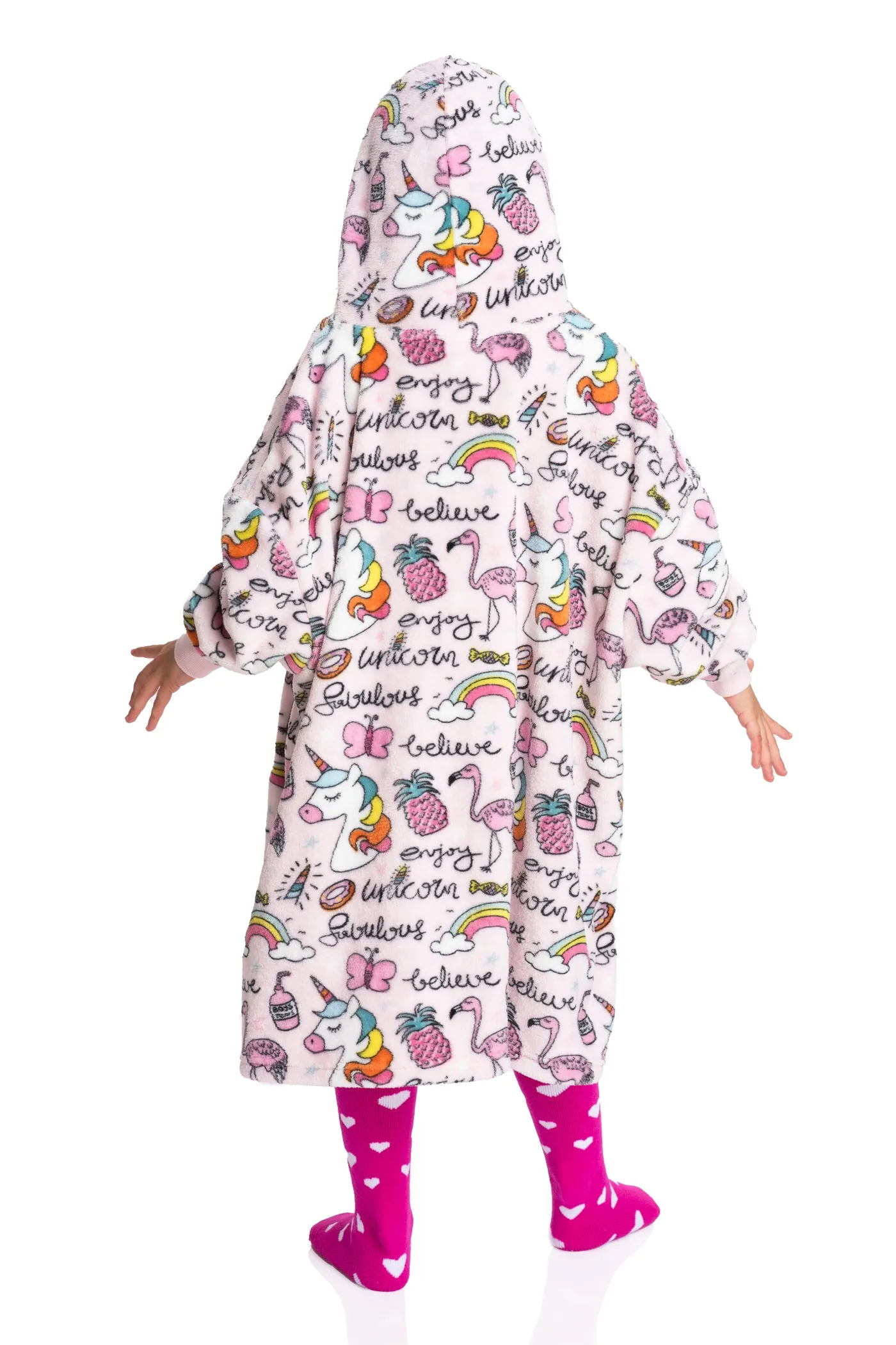 Magical Comfort Cloak: Fleece Unicorn Blanket Hoodie - Plush Embrace for Little Dreamers