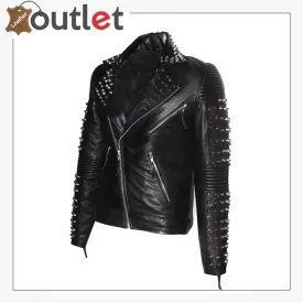 Men Best Seller Lamb Leather Studded Jacket