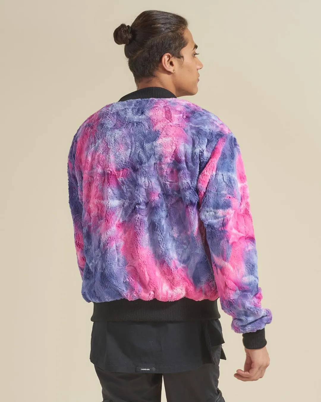 Men's Colorful Faux Fur Jacket | Cotton Candy Cat