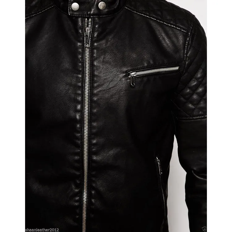 Men's Genuine Lambskin Leather Motorcycle Slim fit Biker Jacket