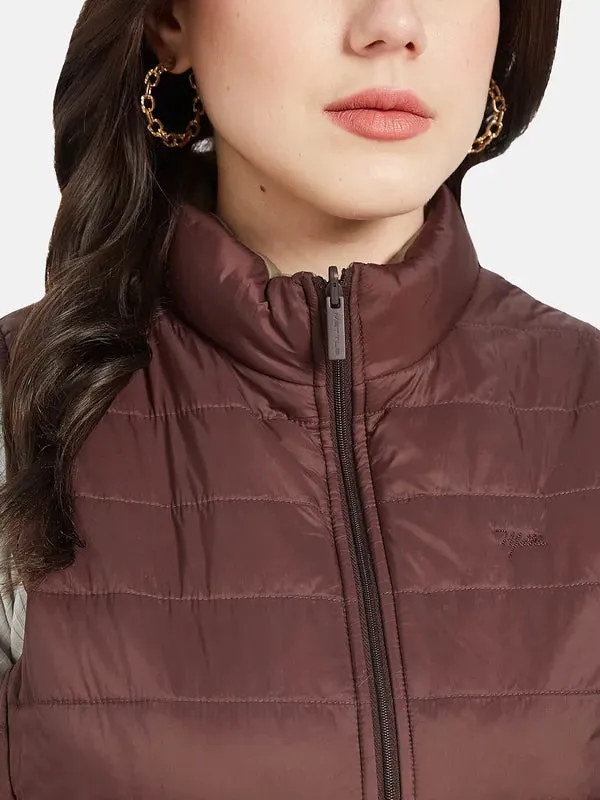 Mettle Women Maroon Quilted Jacket