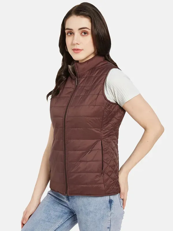 Mettle Women Maroon Quilted Jacket