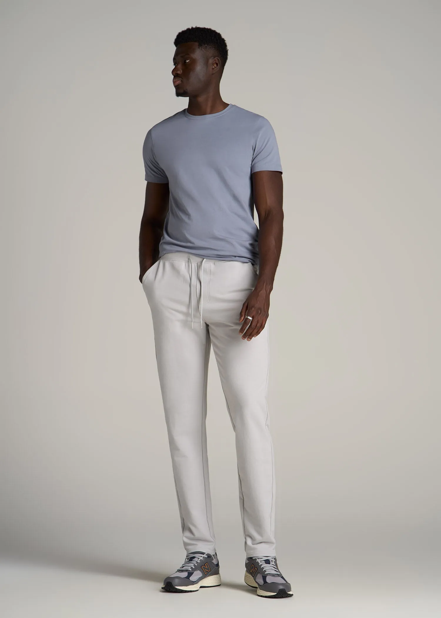 Microsanded French Terry Sweatpants For Tall Men in Light Grey