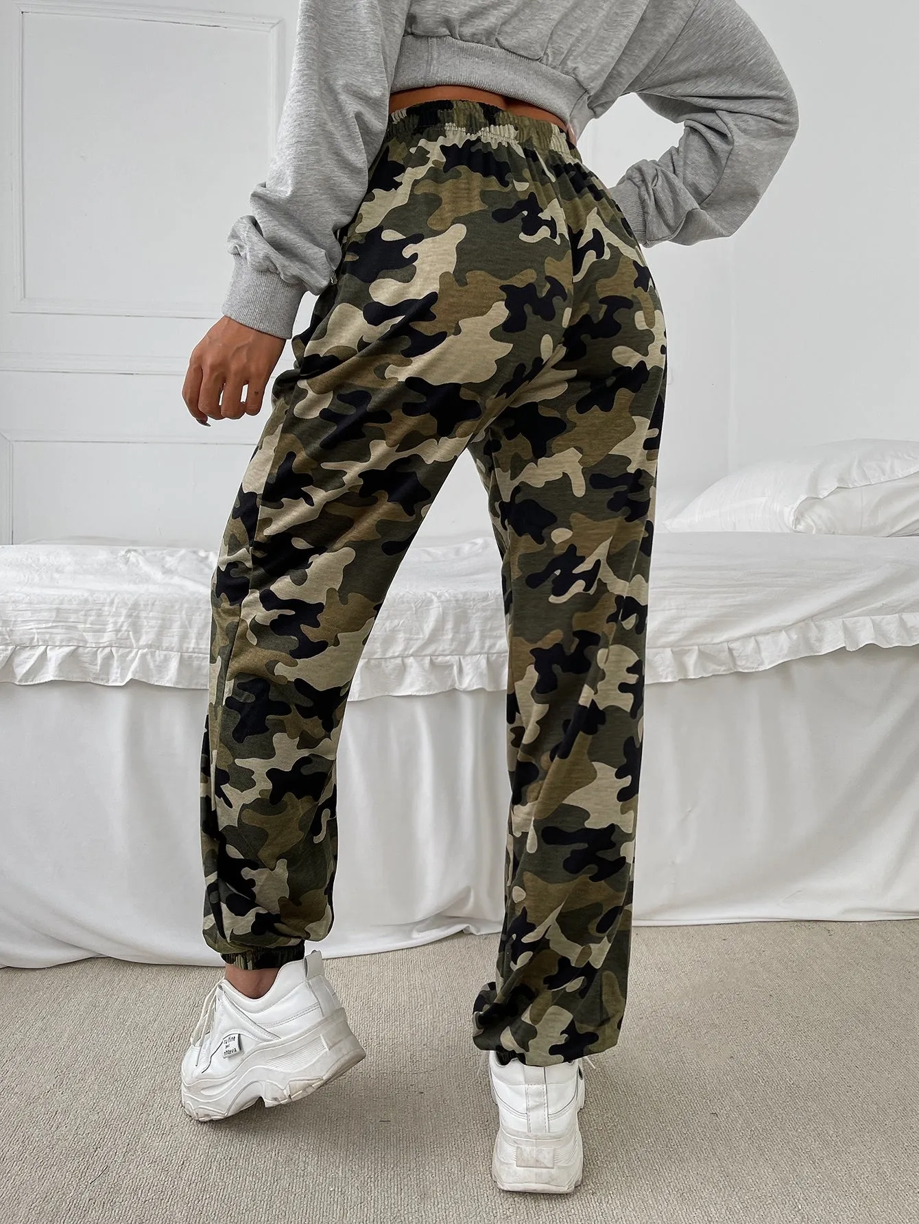 Ombre Drawstring High Waist Long Women Sweatpants