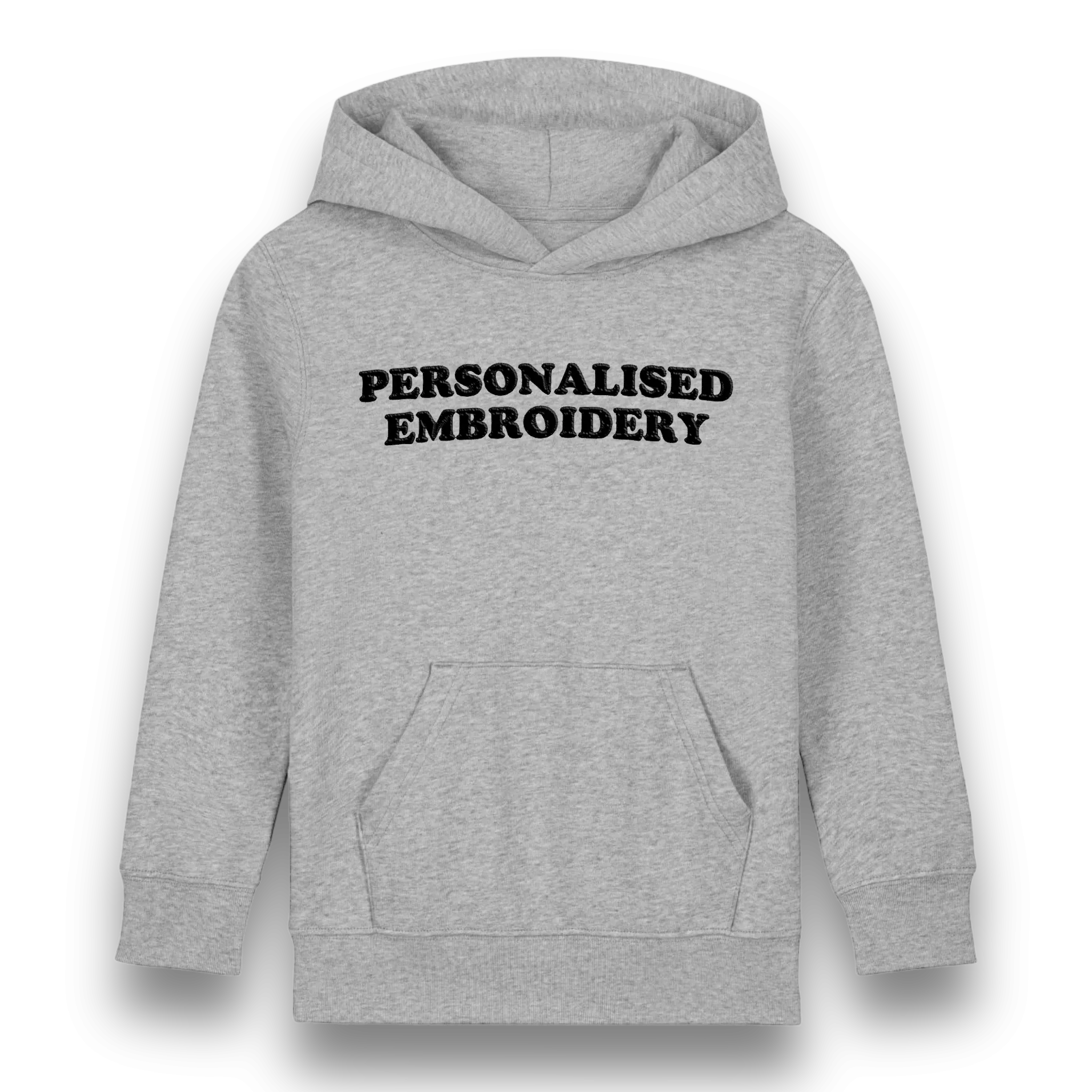 Personalised Lyric Centre Chest Embroidered premium organic iconic kids 'Mini Drummer' hoodie - choose your own lyrics, font and thread colour