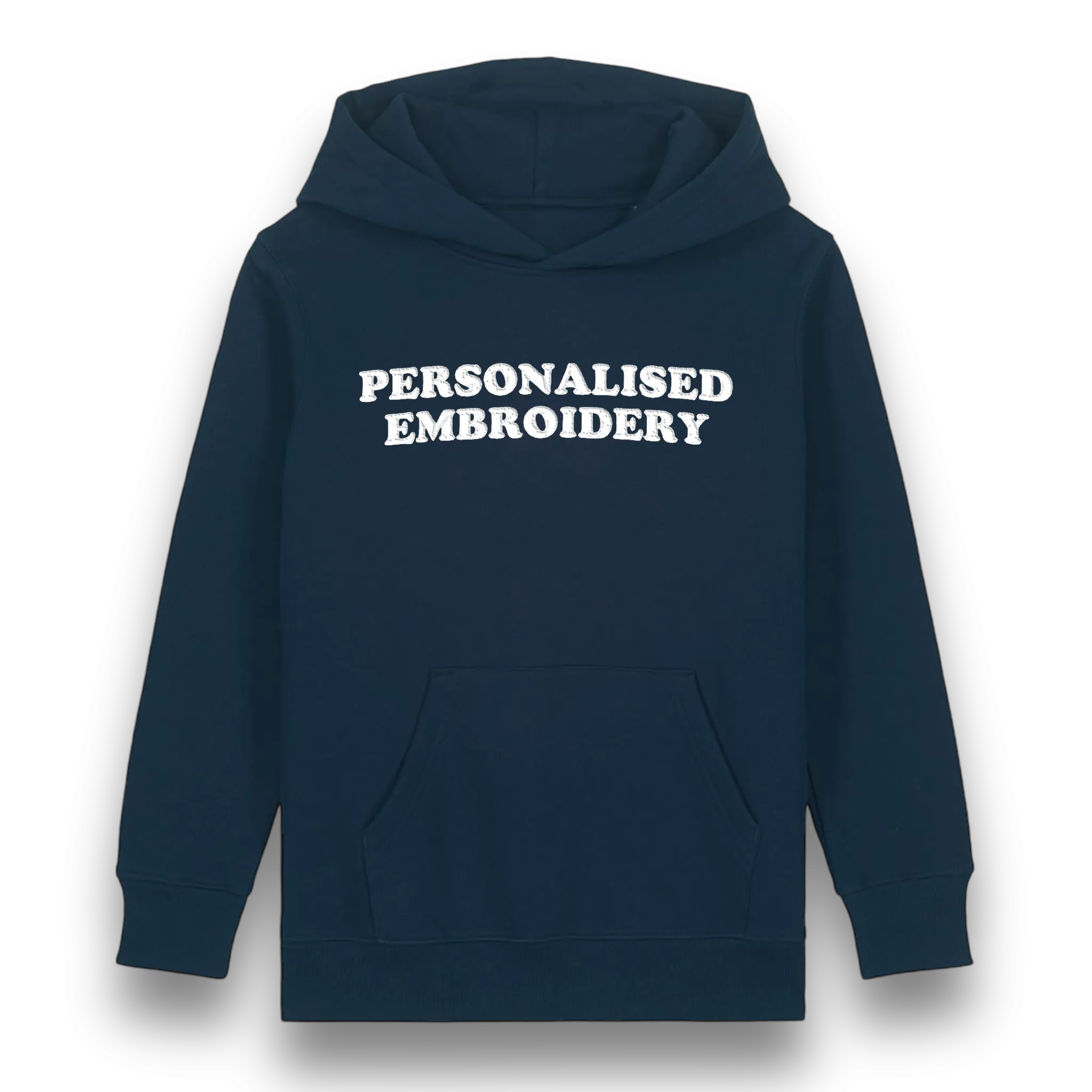 Personalised Lyric Centre Chest Embroidered premium organic iconic kids 'Mini Drummer' hoodie - choose your own lyrics, font and thread colour