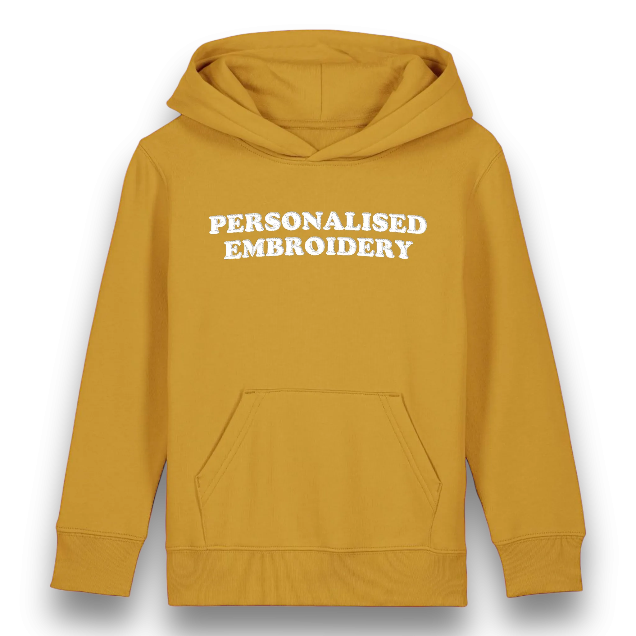 Personalised Lyric Centre Chest Embroidered premium organic iconic kids 'Mini Drummer' hoodie - choose your own lyrics, font and thread colour