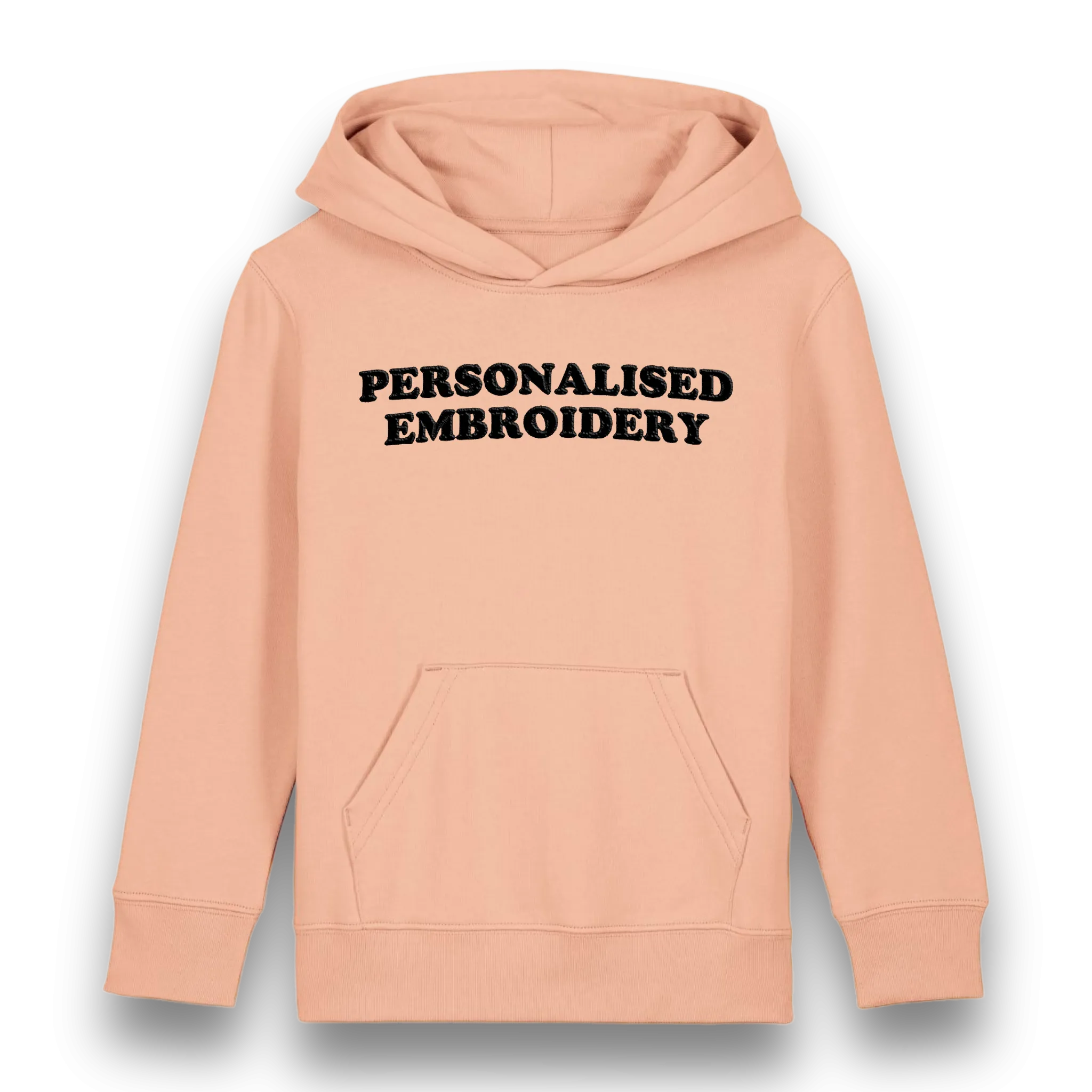 Personalised Lyric Centre Chest Embroidered premium organic iconic kids 'Mini Drummer' hoodie - choose your own lyrics, font and thread colour