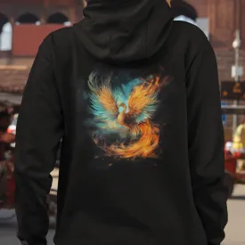 Phoenix graphic Hoodie, Phoenix Rising Hoodie, Phoenix in Space Hoodie, Bird graphic Hoodie, Colorful Phoenix Hoodie, Gift for Phoenix Lover