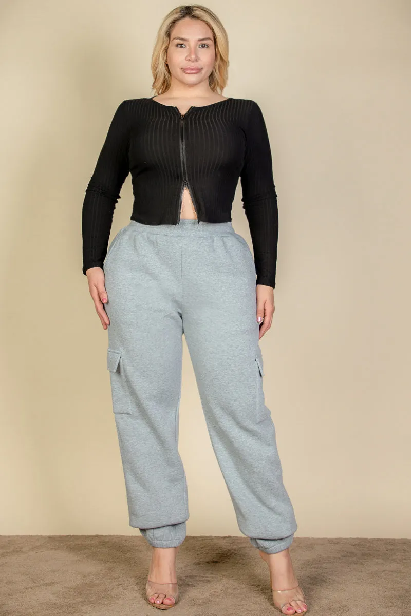 Plus Size Side Pocket Drawstring Waist Sweatpants