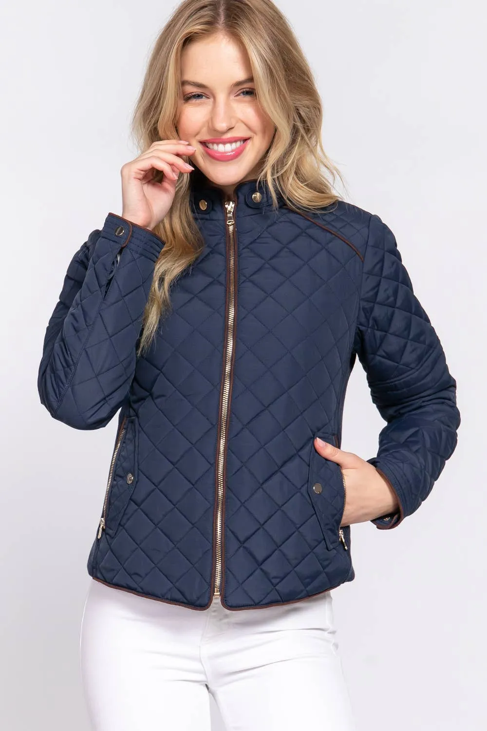 Quilted Jacket-Navy