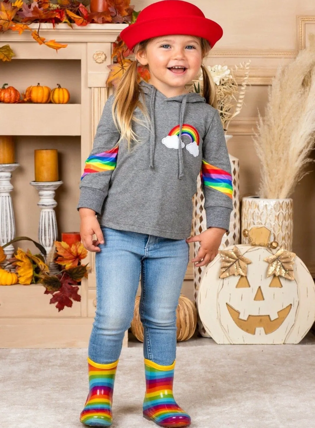 Rainbow Babe Long Sleeve Hooded Top