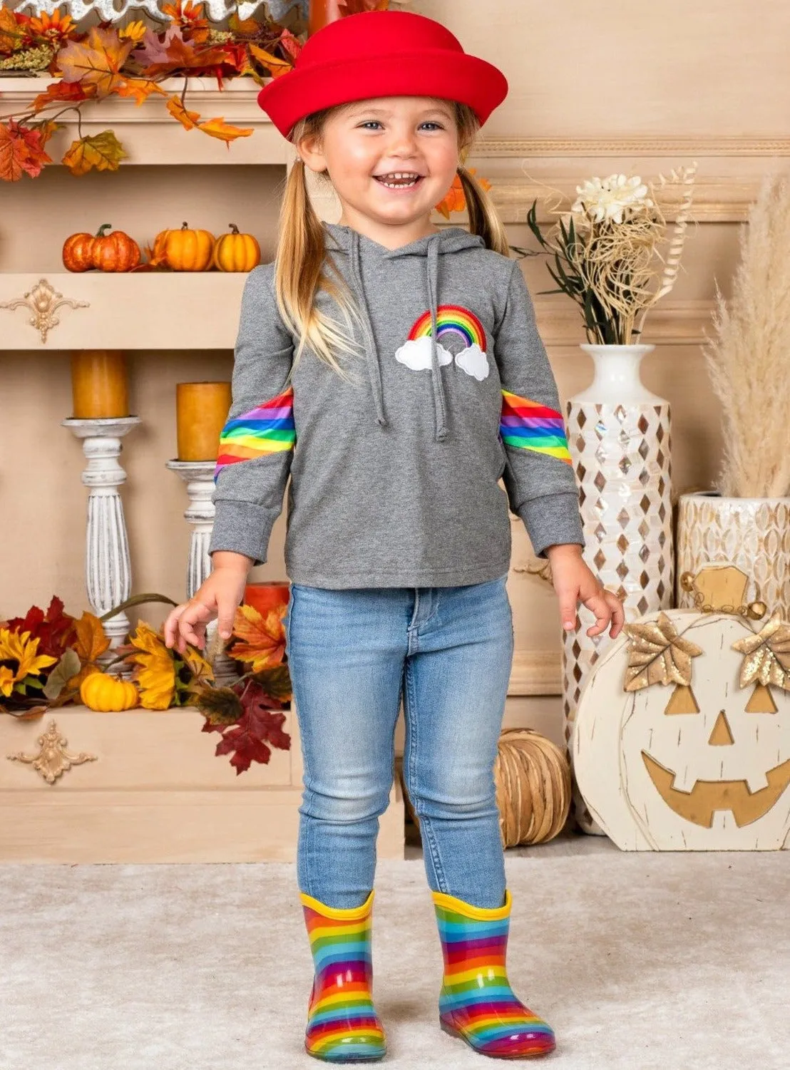 Rainbow Babe Long Sleeve Hooded Top