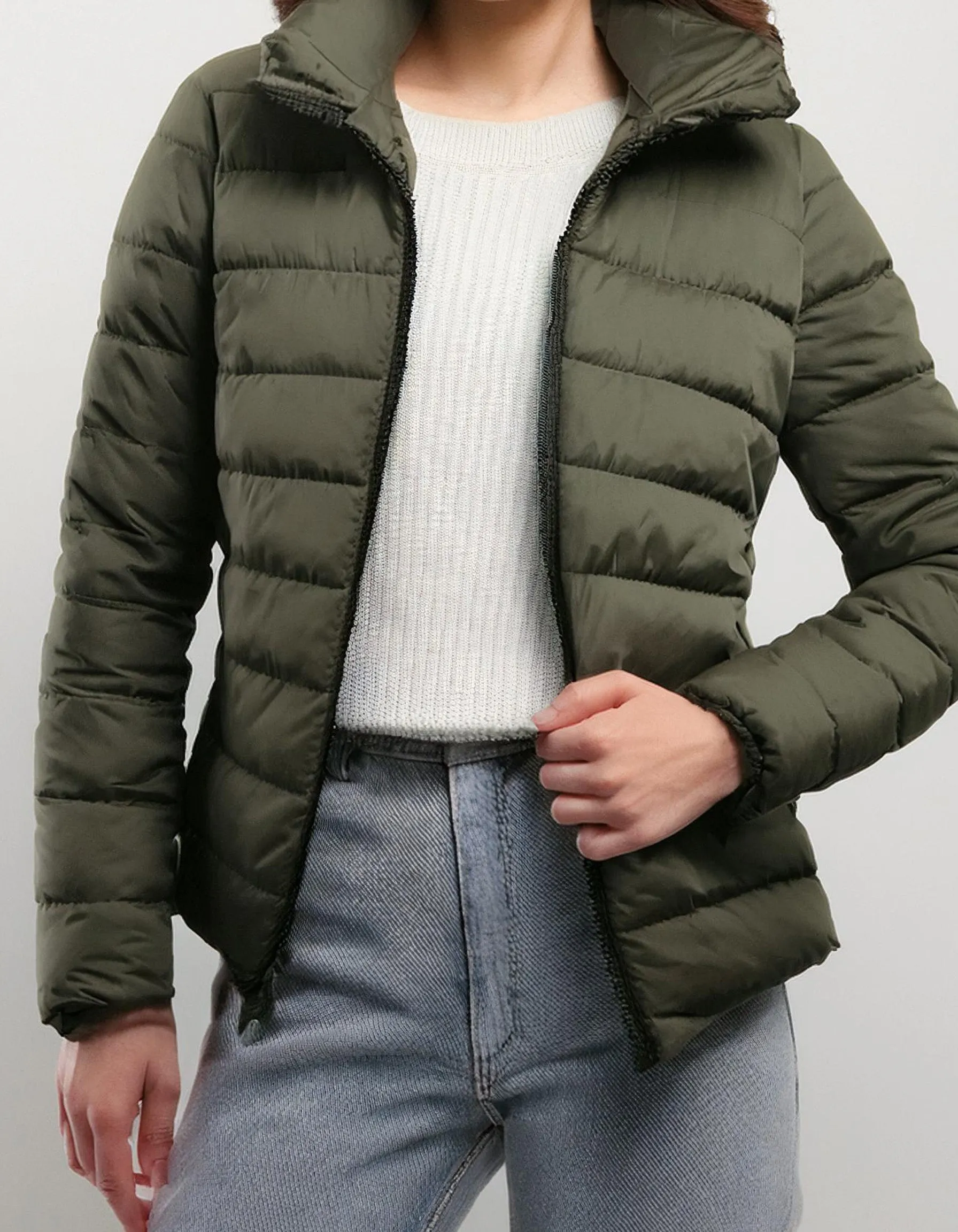 Sage Green Quilted Puffer Jacket