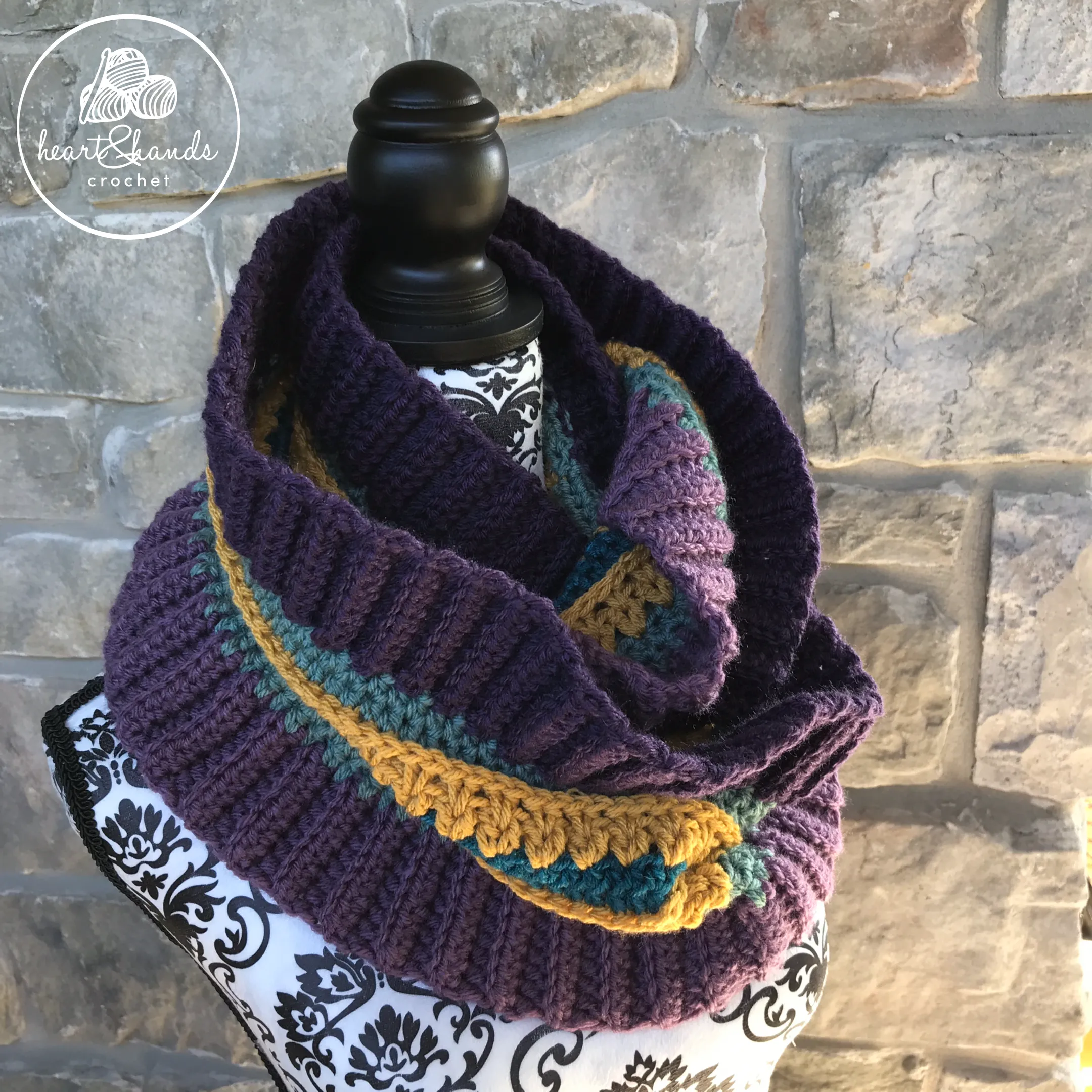 Sassy Infinity Scarf - Purple/Sage/Mustard