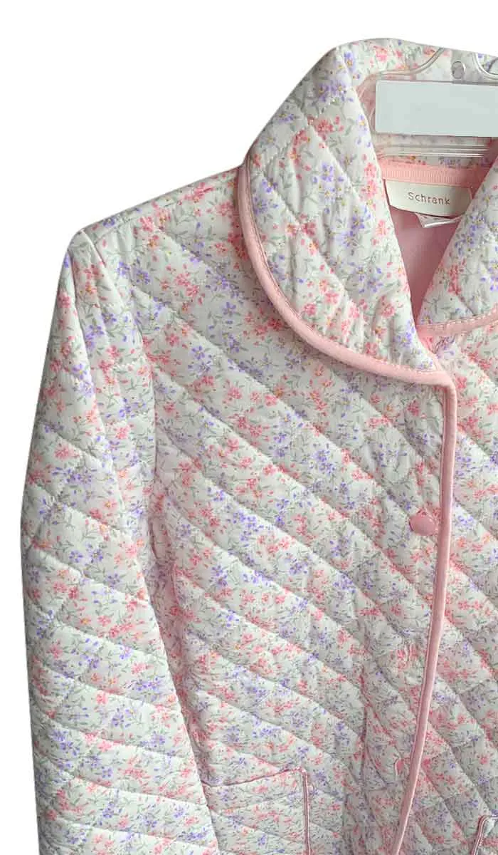 Schrank 100% Cotton Quilted Bed Jacket in Pink Floral Print Lola SK401