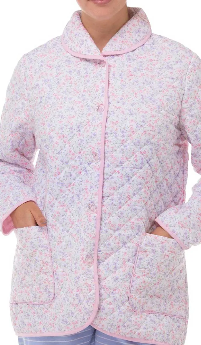 Schrank 100% Cotton Quilted Bed Jacket in Pink Floral Print Lola SK401